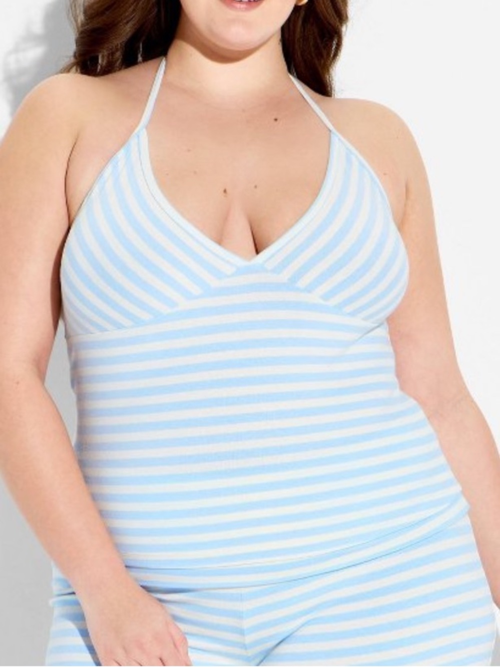 Wild fable soft cotton halter top light blue and white stripes NWT h